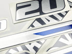 Vinyl graphic metalized silver shimmer decals set suitable for Yamaha 20 hp four stroke outboard engine. Vinyl stickers kit for Yamaha 20 hp four stroke Handmade