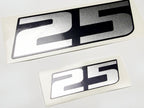 Vinyl graphic metalized silver shimmer decal number for Yamaha 25 hp four stroke outboard engine. Vinyl sticke numbers kit for yamaha 25 hp four stroke Handmade