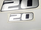 Vinyl graphic metalized silver shimmer decals set suitable for Yamaha 20 hp four stroke outboard engine. Vinyl stickers kit for Yamaha 20 hp four stroke Handmade