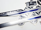 Vinyl graphic decals metalized silver shimmer set suitable for Yamaha 15 hp four stroke outboard engine. Vinyl stickers kit for Yamaha 15 hp four stroke Handmade