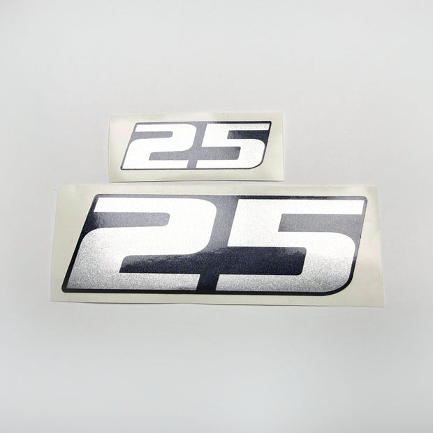Vinyl graphic metalized silver shimmer decal number for Yamaha 25 hp four stroke outboard engine. Vinyl sticke numbers kit for yamaha 25 hp four stroke Handmade