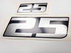 Vinyl graphic metalized silver shimmer decal number for Yamaha 25 hp four stroke outboard engine. Vinyl sticke numbers kit for yamaha 25 hp four stroke Handmade