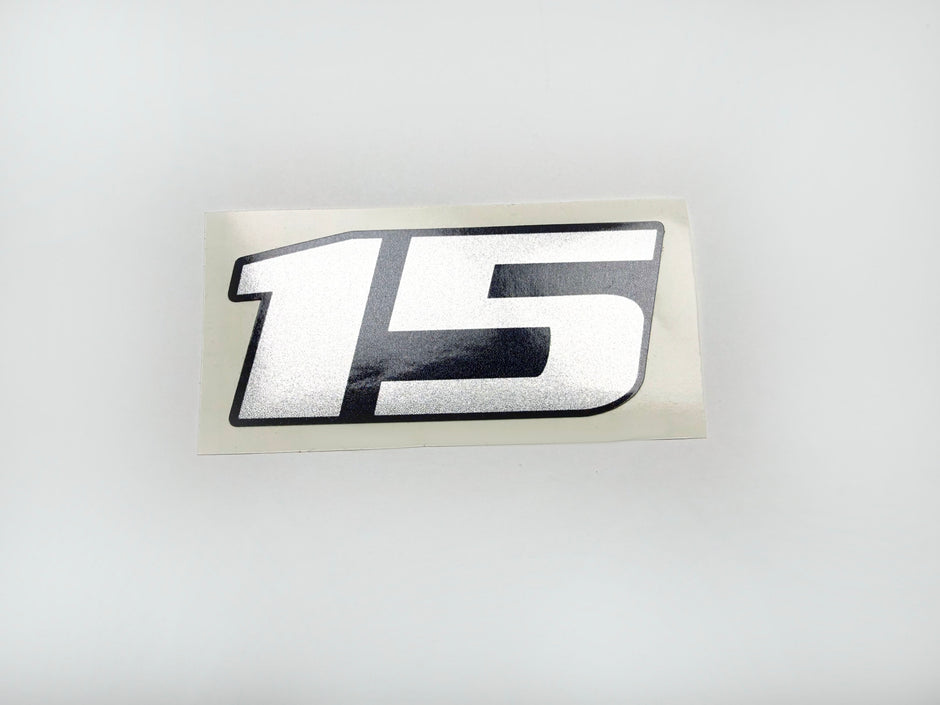 Vinyl graphic metalized silver shimmer decal number for Yamaha 15 hp four stroke outboard engine. Vinyl sticke numbers kit for yamaha 15 hp four stroke Handmade