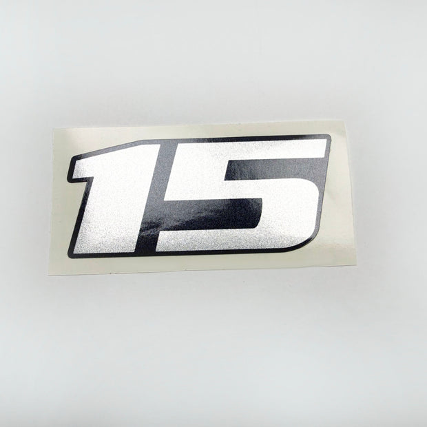 Vinyl graphic metalized silver shimmer decal number for Yamaha 15 hp four stroke outboard engine. Vinyl sticke numbers kit for yamaha 15 hp four stroke Handmade