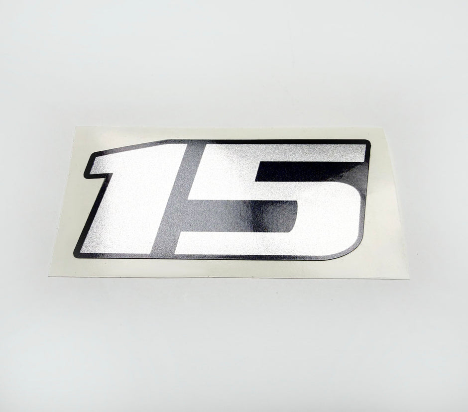 Vinyl graphic metalized silver shimmer decal number for Yamaha 15 hp four stroke outboard engine. Vinyl sticke numbers kit for yamaha 15 hp four stroke Handmade