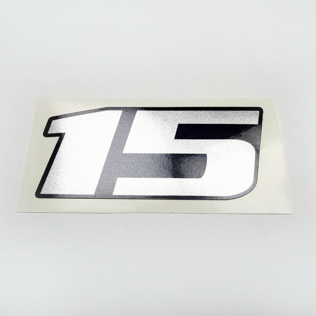 Vinyl graphic metalized silver shimmer decal number for Yamaha 15 hp four stroke outboard engine. Vinyl sticke numbers kit for yamaha 15 hp four stroke Handmade