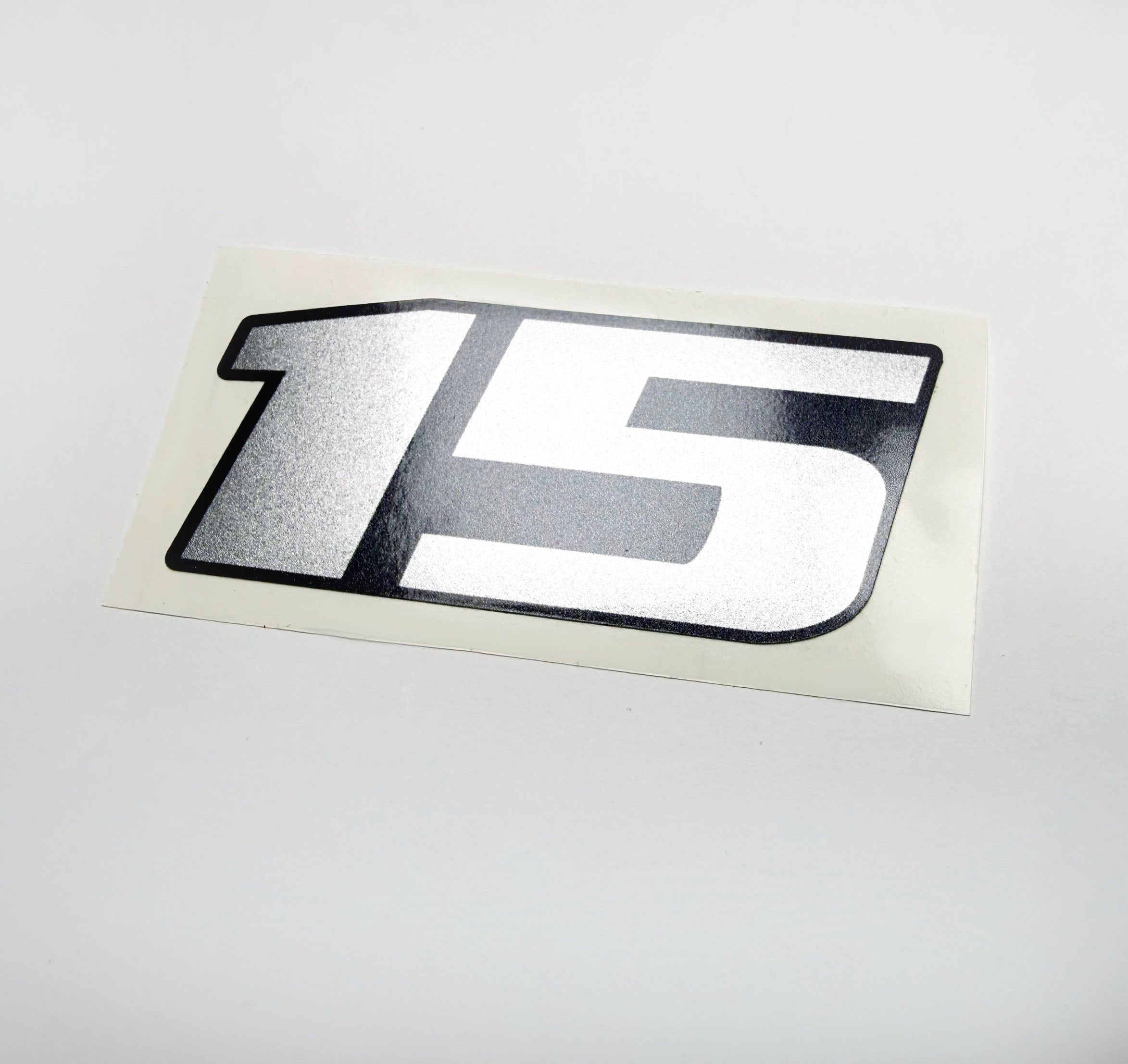 Vinyl graphic metalized silver shimmer decal number for Yamaha 15 hp four stroke outboard engine. Vinyl sticke numbers kit for yamaha 15 hp four stroke Handmade