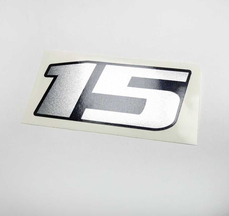 Vinyl graphic metalized silver shimmer decal number for Yamaha 15 hp four stroke outboard engine. Vinyl sticke numbers kit for yamaha 15 hp four stroke Handmade