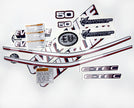 Vinyl graphic decals set suitable for Evinrude 50 hp two stroke outboard engine for blue cover cowling . Vinyl stickers kit for Ewinrude 50 hp two stroke Handmade
