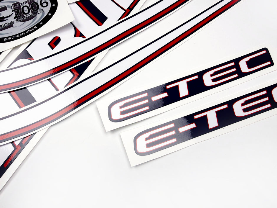 Vinyl graphic decals set suitable for Evinrude 50 hp two stroke outboard engine for blue cover cowling . Vinyl stickers kit for Ewinrude 50 hp two stroke Handmade
