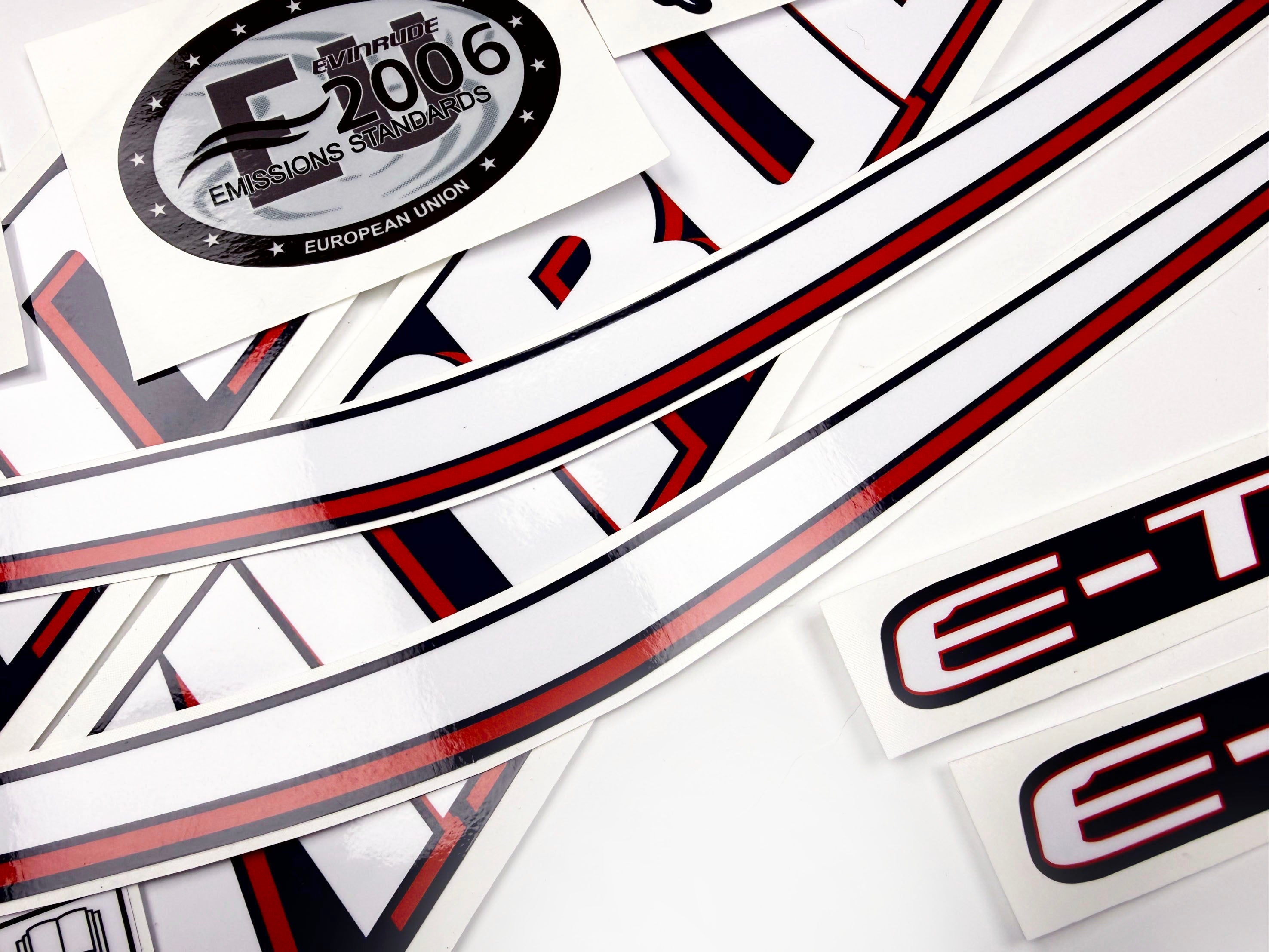 Vinyl graphic decals set suitable for Evinrude 60 hp two stroke outboard engine for blue cover cowling . Vinyl stickers kit for Ewinrude 60 hp two stroke Handmade