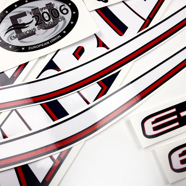 Vinyl graphic decals set suitable for Evinrude 60 hp two stroke outboard engine for blue cover cowling . Vinyl stickers kit for Ewinrude 60 hp two stroke Handmade