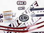 Vinyl graphic decals set suitable for Evinrude 60 hp two stroke outboard engine for blue cover cowling . Vinyl stickers kit for Ewinrude 60 hp two stroke Handmade