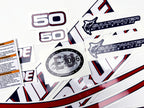 Vinyl graphic decals set suitable for Evinrude 50 hp two stroke outboard engine for blue cover cowling . Vinyl stickers kit for Ewinrude 50 hp two stroke Handmade