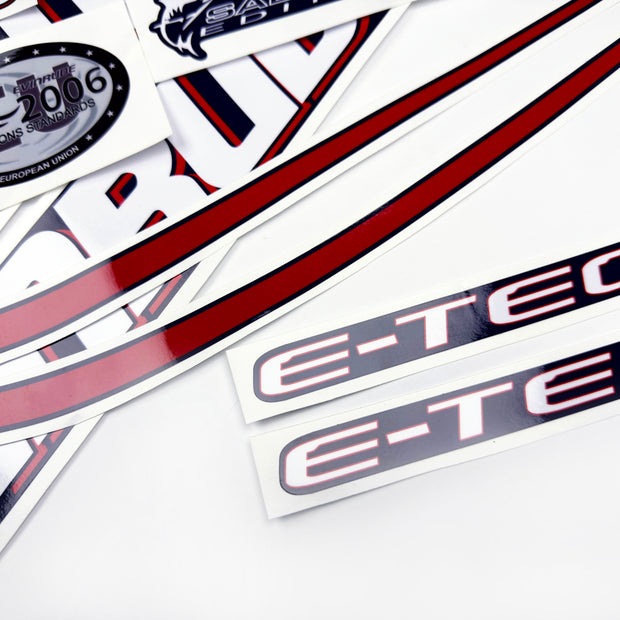 Vinyl graphic decals set suitable for Evinrude 40 hp two stroke outboard engine for blue cover cowling . Vinyl stickers kit for Ewinrude 40 hp two stroke Handmade