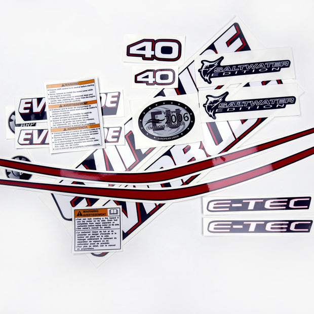 Vinyl graphic decals set suitable for Evinrude 40 hp two stroke outboard engine for blue cover cowling . Vinyl stickers kit for Ewinrude 40 hp two stroke Handmade