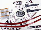 Vinyl graphic decals set suitable for Evinrude 40 hp two stroke outboard engine for blue cover cowling . Vinyl stickers kit for Ewinrude 40 hp two stroke Handmade