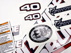 Vinyl graphic decals set suitable for Evinrude 40 hp two stroke outboard engine for blue cover cowling . Vinyl stickers kit for Ewinrude 40 hp two stroke Handmade