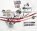 Vinyl graphic decals set suitable for Evinrude 75 hp two stroke outboard engine for blue cover cowling . Vinyl stickers kit for Ewinrude 75 hp two stroke Handmade