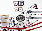 Vinyl graphic decals set suitable for Evinrude 75 hp two stroke outboard engine for blue cover cowling . Vinyl stickers kit for Ewinrude 75 hp two stroke Handmade