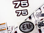 Vinyl graphic decals set suitable for Evinrude 75 hp two stroke outboard engine for blue cover cowling . Vinyl stickers kit for Ewinrude 75 hp two stroke Handmade