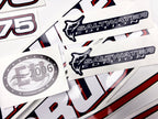 Vinyl graphic decals set suitable for Evinrude 75 hp two stroke outboard engine for blue cover cowling . Vinyl stickers kit for Ewinrude 75 hp two stroke Handmade