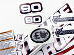 Vinyl graphic decals set suitable for Evinrude 90 hp two stroke outboard engine for blue cover cowling . Vinyl stickers kit for Ewinrude 90 hp two stroke Handmade