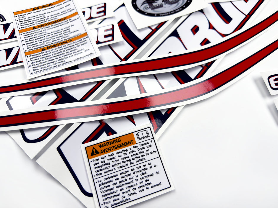 Vinyl graphic decals set suitable for Evinrude 90 hp two stroke outboard engine for blue cover cowling . Vinyl stickers kit for Ewinrude 90 hp two stroke Handmade