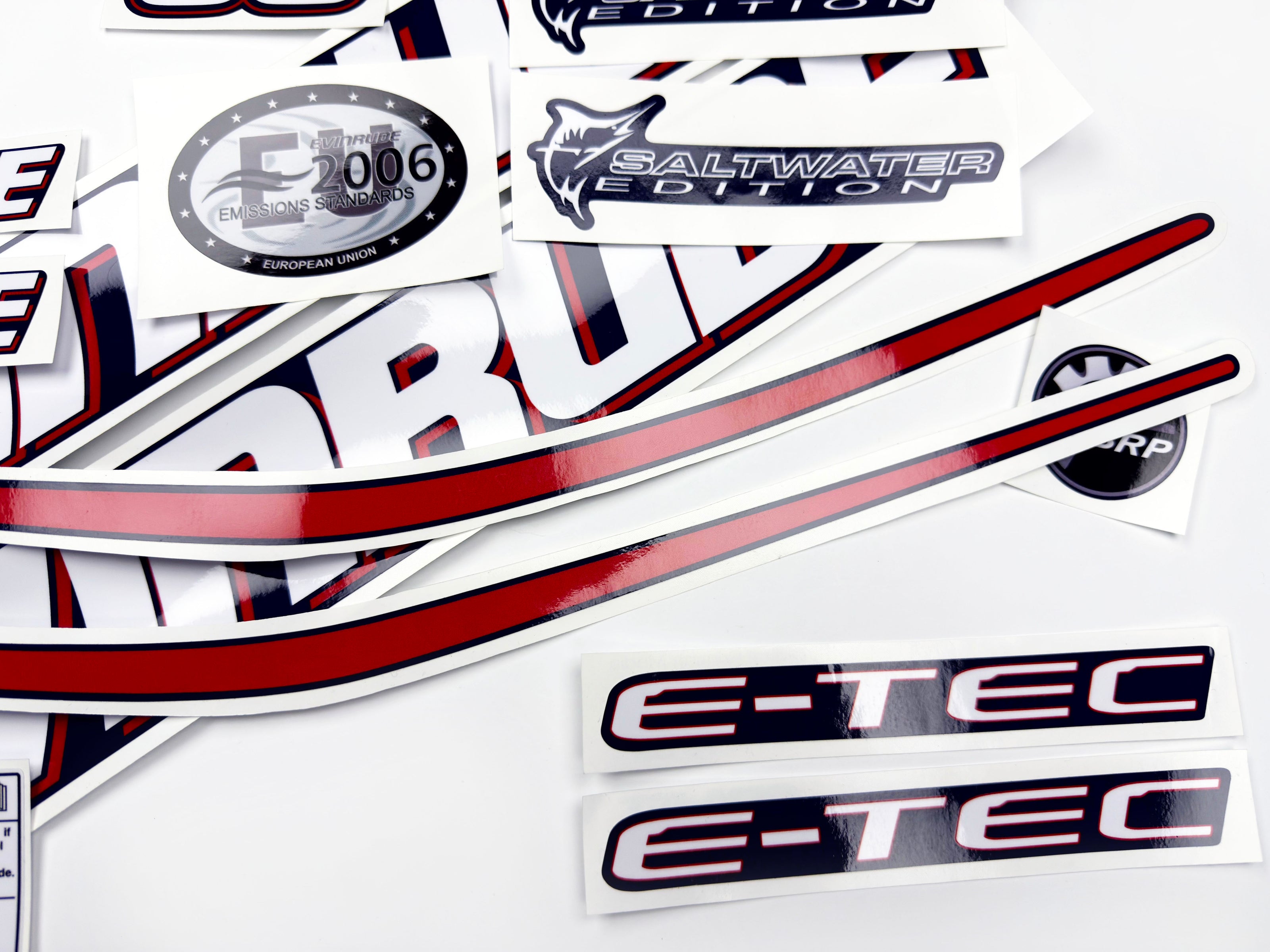 Vinyl graphic decals set suitable for Evinrude 90 hp two stroke outboard engine for blue cover cowling . Vinyl stickers kit for Ewinrude 90 hp two stroke Handmade