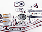 Vinyl graphic decals set suitable for Evinrude 90 hp two stroke outboard engine for blue cover cowling . Vinyl stickers kit for Ewinrude 90 hp two stroke Handmade
