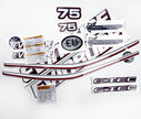 Vinyl graphic decals set suitable for Evinrude 75 hp two stroke outboard engine for blue cover cowling . Vinyl stickers kit for Ewinrude 75 hp two stroke Handmade