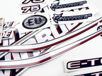 Vinyl graphic decals set suitable for Evinrude 75 hp two stroke outboard engine for blue cover cowling . Vinyl stickers kit for Ewinrude 75 hp two stroke Handmade