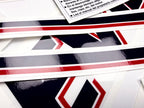 Vinyl graphic decals set suitable for Evinrude 90 hp two stroke outboard engine on transparent film for a white hood cover cowling . Vinyl stickers kit for Ewinrude 90 hp two stroke Handmade