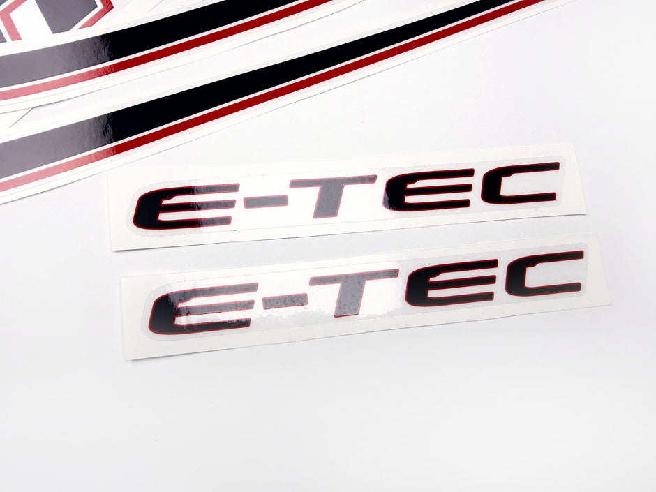 Vinyl graphic decals set suitable for Evinrude 60 hp two stroke outboard engine on transparent film for a white hood cover cowling . Vinyl stickers kit for Ewinrude 60 hp two stroke Handmade