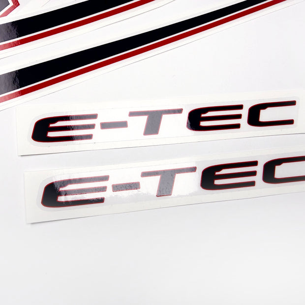 Vinyl graphic decals set suitable for Evinrude 60 hp two stroke outboard engine on transparent film for a white hood cover cowling . Vinyl stickers kit for Ewinrude 60 hp two stroke Handmade