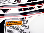 Vinyl graphic decals set suitable for Evinrude 60 hp two stroke outboard engine on transparent film for a white hood cover cowling . Vinyl stickers kit for Ewinrude 60 hp two stroke Handmade