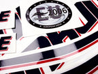 Vinyl graphic decals set suitable for Evinrude 60 hp two stroke outboard engine on transparent film for a white hood cover cowling . Vinyl stickers kit for Ewinrude 60 hp two stroke Handmade