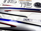 Vinyl graphic metalized silver shimmer decals set suitable for Yamaha 115 hp four stroke outboard engine. Vinyl stickers kit for Yamaha 115 hp four stroke Handmade