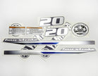Vinyl graphic metalized silver shimmer decals set suitable for Yamaha 20 hp four stroke outboard engine. Vinyl stickers kit for Yamaha 20 hp four stroke Handmade