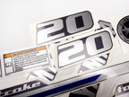 Vinyl graphic metalized silver shimmer decals set suitable for Yamaha 20 hp four stroke outboard engine. Vinyl stickers kit for Yamaha 20 hp four stroke Handmade