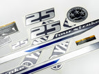 Vinyl graphic decals metalized silver shimmer set suitable for Yamaha 25 hp four stroke outboard engine. Vinyl stickers kit for Yamaha 25 hp four stroke Handmade
