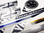 Vinyl graphic decals metalized silver shimmer set suitable for Yamaha 25 hp four stroke outboard engine. Vinyl stickers kit for Yamaha 25 hp four stroke Handmade