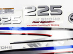 Vinyl graphic metalized silver shimmer decals set suitable for Yamaha 225 hp four stroke outboard engine. Vinyl stickers kit for Yamaha 225 hp four stroke Handmade