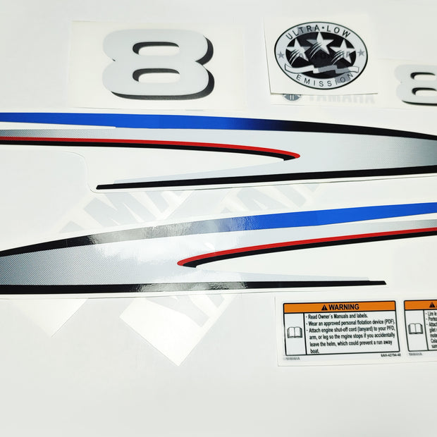 Vinyl graphic decals set suitable for Yamaha 8 hp two stroke outboard engine. Vinyl stickers kit for Yamaha 8 hp two stroke Handmade