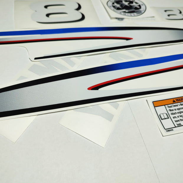 Vinyl graphic decals set suitable for Yamaha 8 hp two stroke outboard engine. Vinyl stickers kit for Yamaha 8 hp two stroke Handmade