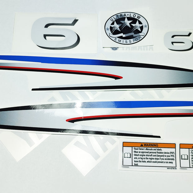Vinyl graphic decals set suitable for Yamaha 6 hp two stroke outboard engine. Vinyl stickers kit for Yamaha 6 hp two stroke Handmade