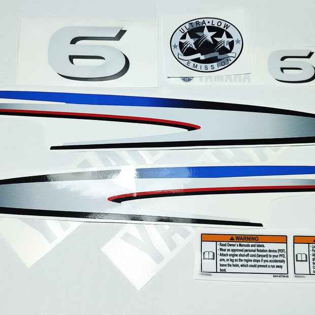 Vinyl graphic decals set suitable for Yamaha 6 hp two stroke outboard engine. Vinyl stickers kit for Yamaha 6 hp two stroke Handmade