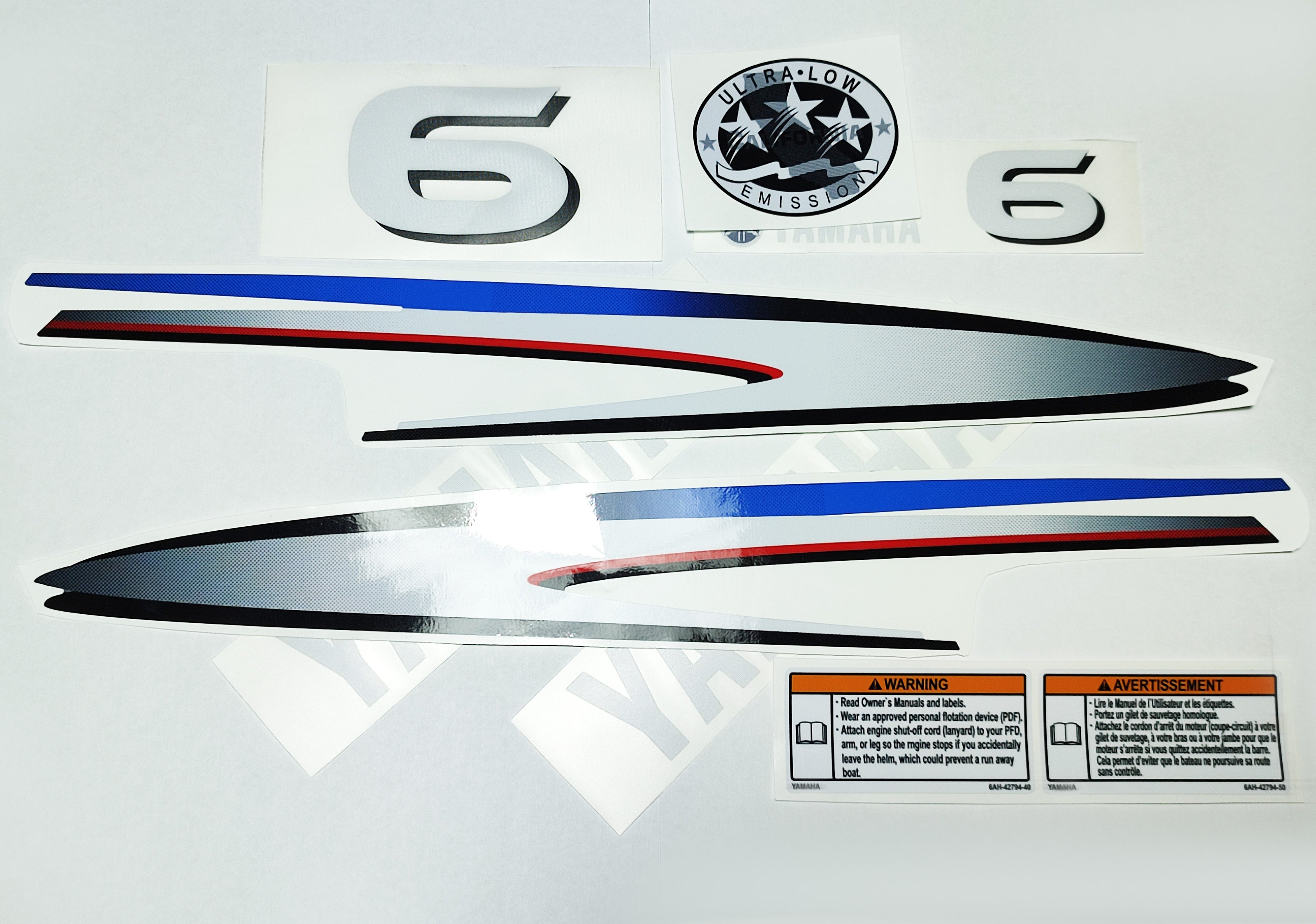Vinyl graphic decals set suitable for Yamaha 6 hp two stroke outboard engine. Vinyl stickers kit for Yamaha 6 hp two stroke Handmade