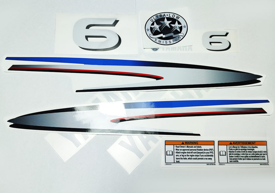 Vinyl graphic decals set suitable for Yamaha 6 hp two stroke outboard engine. Vinyl stickers kit for Yamaha 6 hp two stroke Handmade