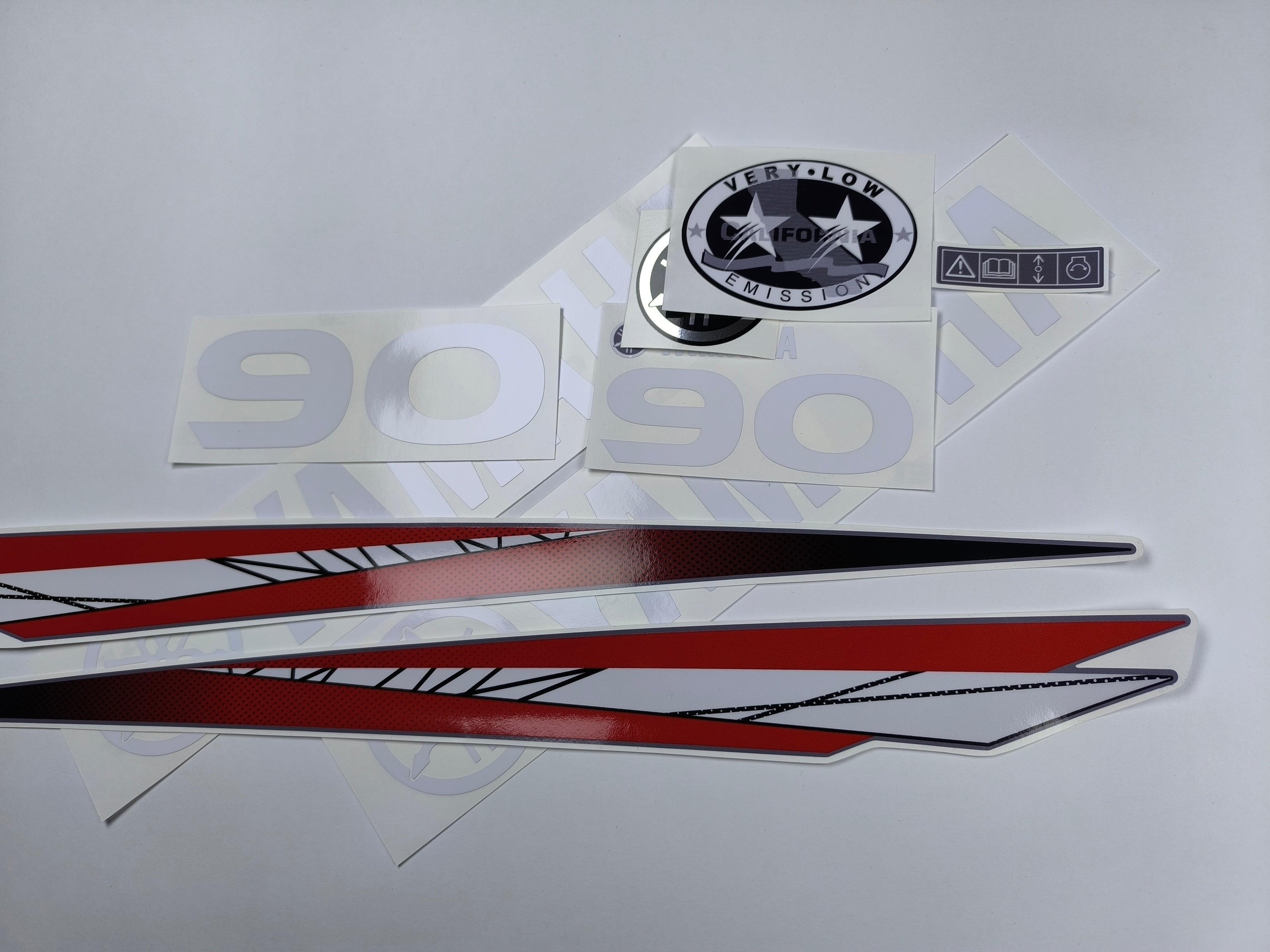 Vinyl graphic red decals set suitable for Yamaha 90 hp two stroke outboard engine. Vinyl stickers kit for yamaha 90 hp two stroke Handmade (Copy)